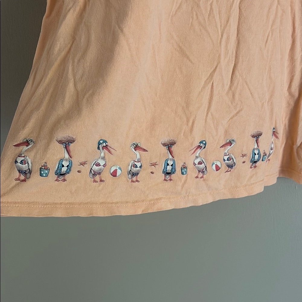 Peach Graphic T-Shirt with Sea Gulls - Picture 9 of 12